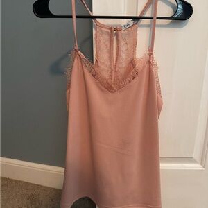 Dex Pink Lace Trim Cami Top